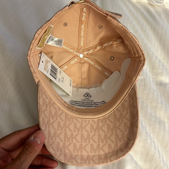MICHAEL KORS MK Logo Signature Hat Blush Light Pink MK Logo Print Baseball Cap - Picture 2 of 4